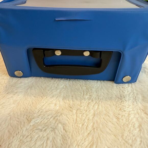 Vintage Blue Plastic Toy Storage Display Box Folding Carry Case Handle - Picture 5 of 11
